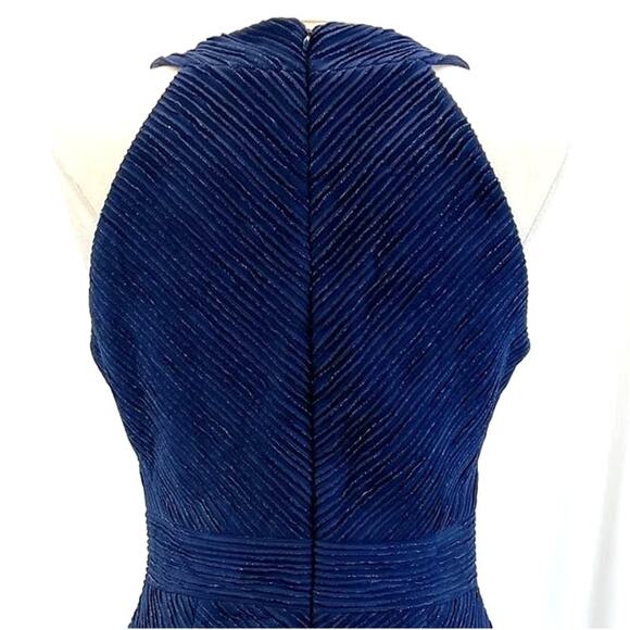 Eliza J Womens 12 Halter Neck Sheath Dress Navy Blue Metallic Stripe Cutout - Picture 6 of 12
